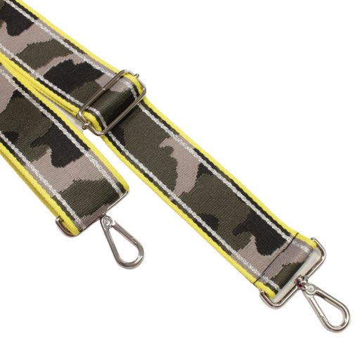 Neon sárga-military mintás, széles táskafül, 50 mm