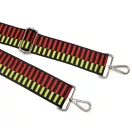 Fekete-neon sárga csíkos széles táska pánt, 50 mm