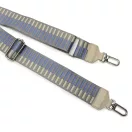 Szürke-kék csíkos táska pánt bőrrel, 5 cm széles