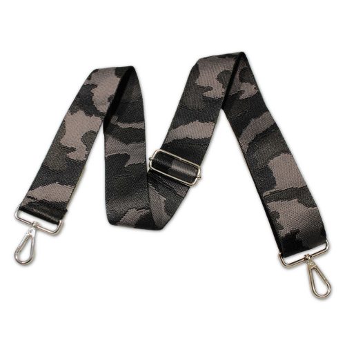 Szürke fekete military mintás, széles táskafül, sporttáska vállpánt, 50 mm