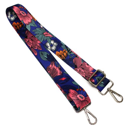 Virágmintás széles táskafül, nikkel, 40 mm