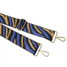 Zebra mintás széles táskafül, kék-fekete, 50 mm