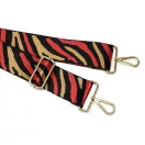 Zebra mintás széles táskafül, fekete-piros, 50 mm