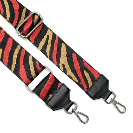 Barna csíkos táskapánt bőrrel, 5 cm széles