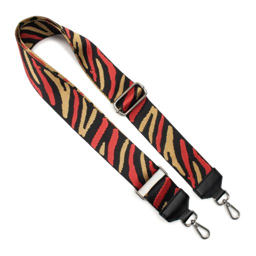 Barna csíkos táskapánt bőrrel, 5 cm széles