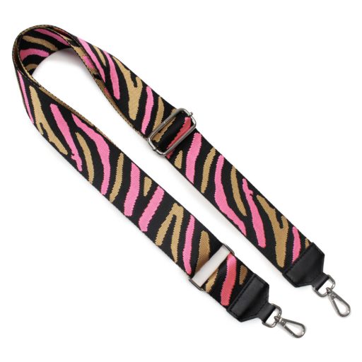 Barna csíkos táskapánt bőrrel, 5 cm széles