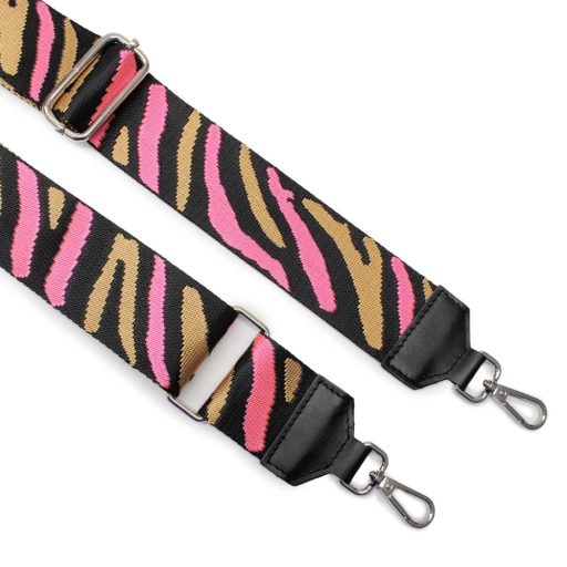 Barna csíkos táskapánt bőrrel, 5 cm széles