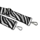 Zebra mintás széles táskafül, fekete-fehér, 50 mm