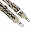 Bézs cikkcakk mintás táska pánt bőrrel, 5 cm, nikkel