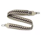 Bézs cikkcakk mintás táska pánt bőrrel, 5 cm, nikkel