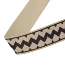 Bézs cikkcakk mintás táska pánt bőrrel, 5 cm, nikkel