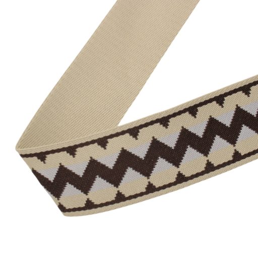 Bézs cikkcakk mintás táska pánt bőrrel, 5 cm, nikkel