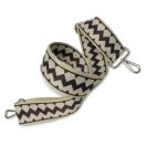 Cikk cakk széles táskafül, bézs, nikkel, 50 mm