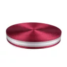 Bordó ezüst csíkos szatén heveder, 40 mm