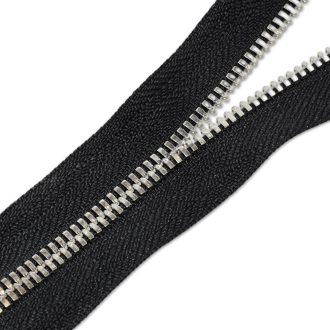 Polírozott YKK cipzár, nikkel, fekete, T5