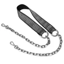 Leopárd mintás, fekete-fehér táskapánt lánccal, nikkel