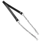 Fekete bőr táskapánt lánccal, nikkel