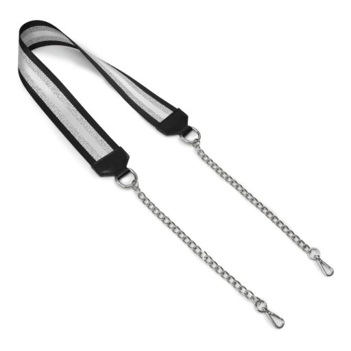 Leopárd mintás, fekete-fehér táskapánt lánccal, nikkel