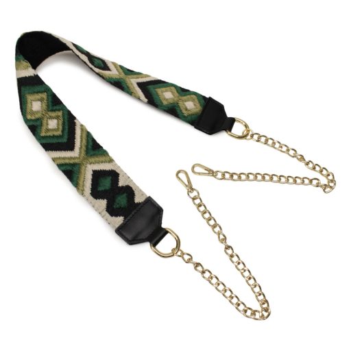 Leopárd mintás, fekete-fehér táskapánt lánccal, nikkel