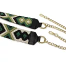 Leopárd mintás, fekete-fehér táskapánt lánccal, nikkel