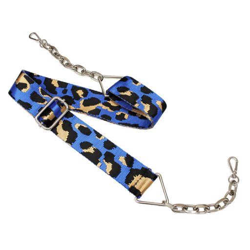 Leopárd mintás, fekete-fehér táskapánt lánccal, nikkel