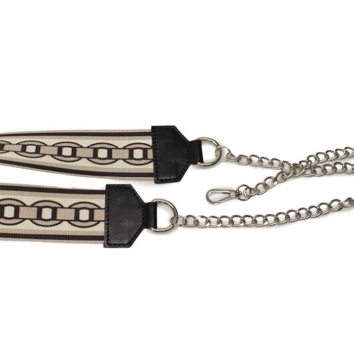 Leopárd mintás, fekete-fehér táskapánt lánccal, nikkel