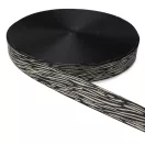 Zebra mintás fekete színű szatén heveder, 40 mm