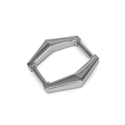 Hatszögletű fogótartó dísz, 15 mm, ezüst színű 