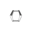 Hatszögletű fogótartó dísz, 15 mm, ezüst színű 