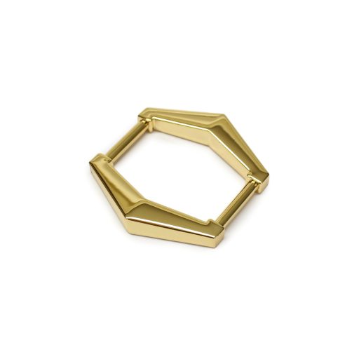 Hatszögletű fogótartó dísz, 15 mm, arany színű 