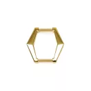 Hatszögletű fogótartó dísz, 15 mm, arany színű 