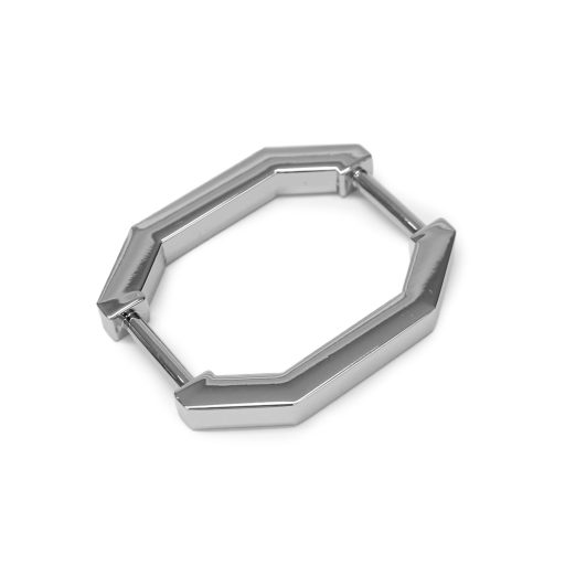 Nyolcszögletű fogótartó dísz, 15 mm, ezüst színű 