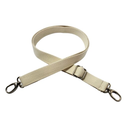 Táska vállpánt pamut, nyers színű, 30 mm, nikkel