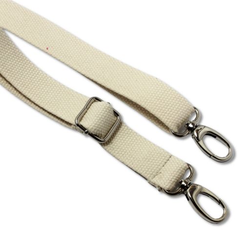 Táska vállpánt pamut, nyers színű, 30 mm, nikkel