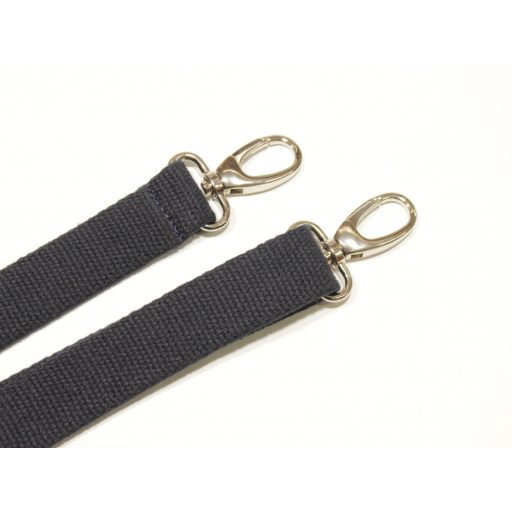 Táska vállpánt pamut, sötétkék, 40 mm, nikkel