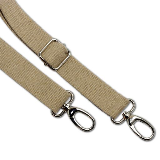 Táska vállpánt pamut, len színű, 30 mm, nikkel