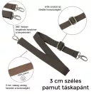 Táska vállpánt pamut, sötét bézs színű, 30 mm, nikkel