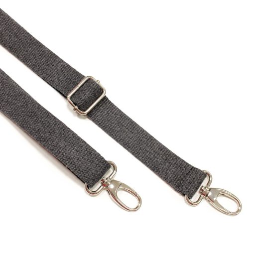 Táska vállpánt pamut, sötétszürke, 30 mm, nikkel