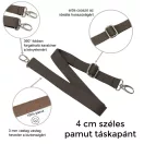 Táska vállpánt pamut, fekete, 40 mm, nikkel