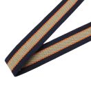 Táska vállpánt pamut, bézs-kék csíkos, 40 mm, nikkel