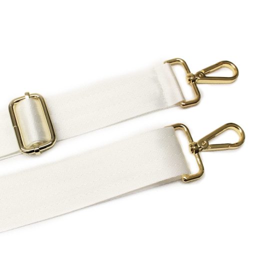 Táska vállpánt, fehér, 40 mm, arany