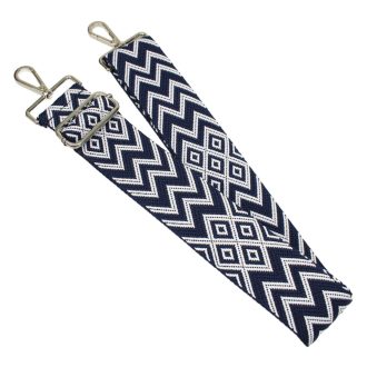   Cikkcakk mintás cserélhető táska pánt, kék-fehér, 5 cm
