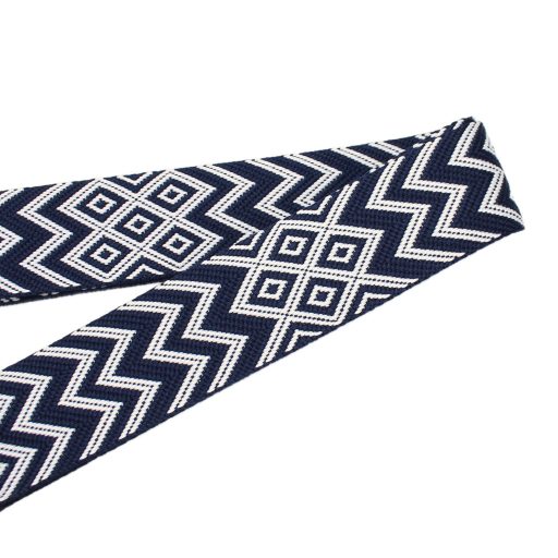 Cikkcakk mintás cserélhető táska pánt, kék-fehér, 5 cm