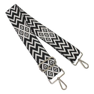   Cikkcakk mintás cserélhető táska pánt, fekete-fehér, 5 cm