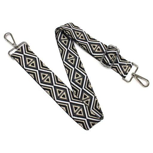 Színes, cserélhető táskapánt, fekete– 4 cm széles, állítható hosszúságú