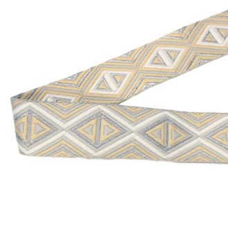 Bézs színű szövött heveder ezüstszállal, 38 mm