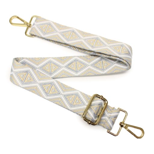 Színes, cserélhető táskapánt, bézs-arany– 4 cm széles