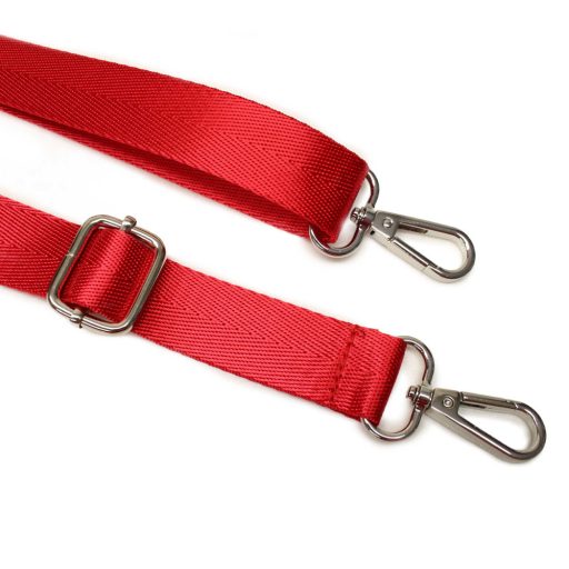piros szatén heveder, 2,5 cm, nikkel