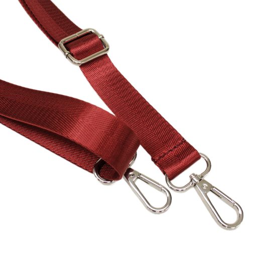 Sötétbarna szatén heveder, 2,5 cm, nikkel