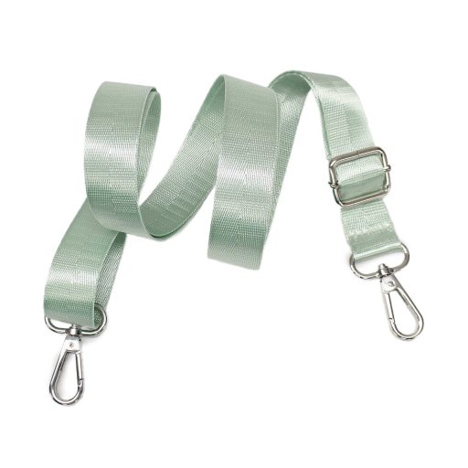 Halványzöld szatén heveder, 2,5 cm, nikkel